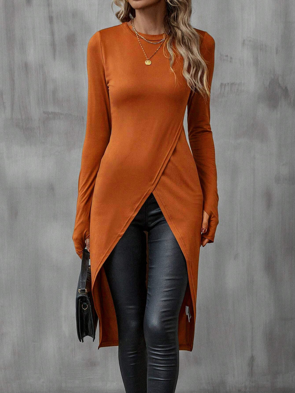 ZARA Versatile Commuter Style Crew Neck Longline Top for Fall Winter